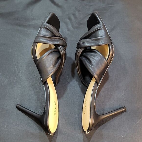 BRAND NEW GUESS DAIVA HEELED KNOTTED LEATHER SANDALS. - Picture 15 of 16